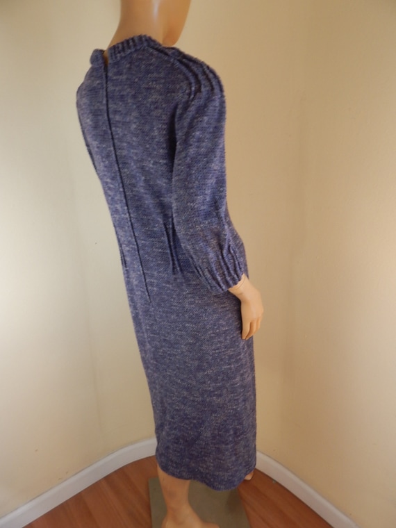 womens boucle knit vintage dress, purple tweed, b… - image 3