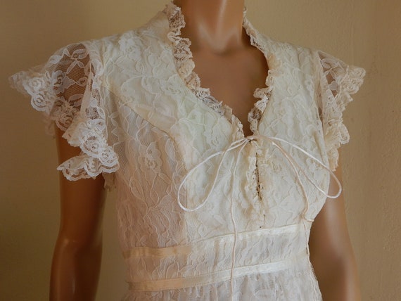 Vintage Bohemian lace long dress, 1970s hippie dr… - image 6