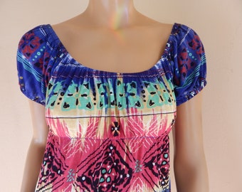 Blusa campesina hecha a mano, estilo gitano, mezcla de rayón, talla de busto hasta 50
