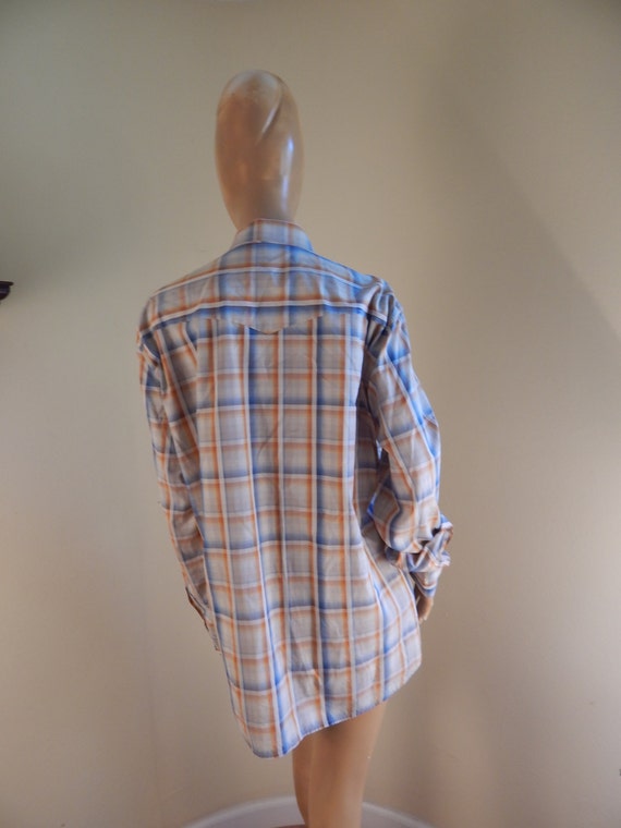 mens pearl snap shirt, plaid shirt, western shirt - image 5