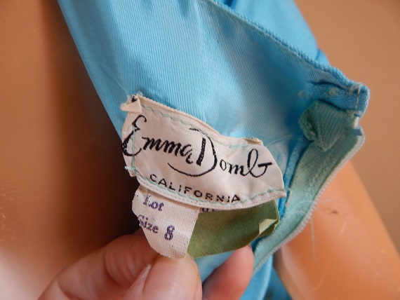 Vintage Emma Domb Gown, Blue prom gown with bows.… - image 5