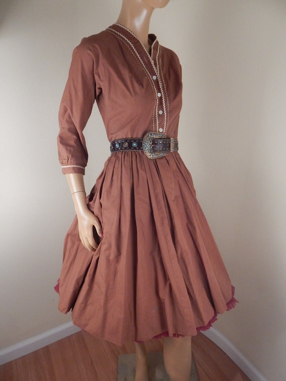 1960s swing Dress, westerm dress. square dance, Sw