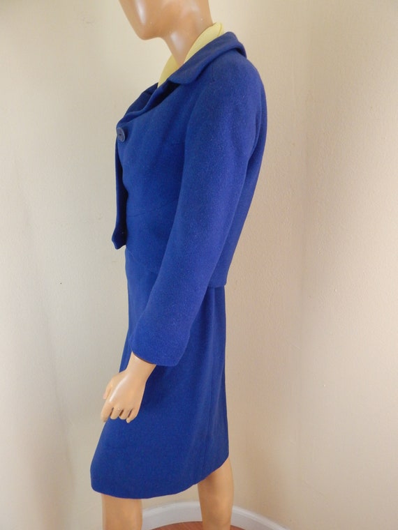 Harrods Wool dress suit. royal blue boucle suit, … - image 2