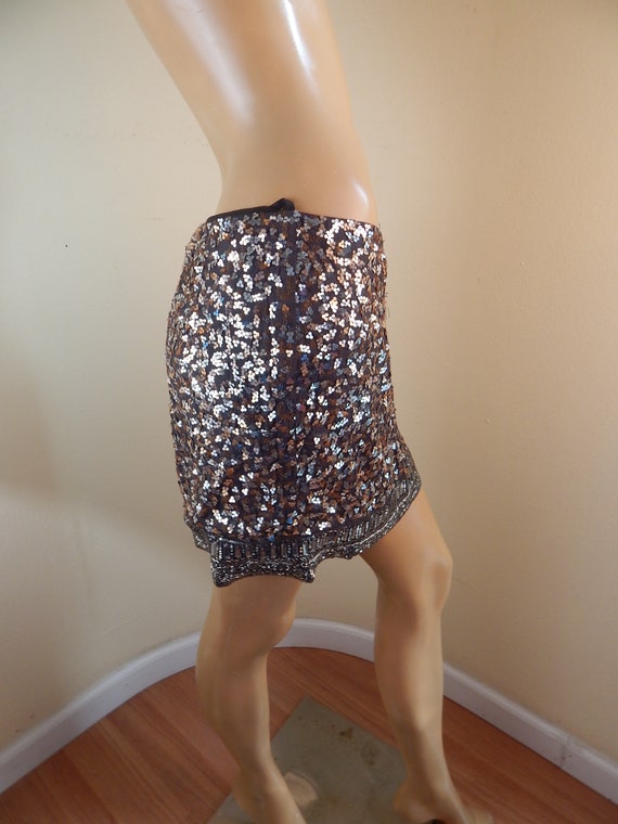 gray sequin and beaded skirt, full coverage, lined