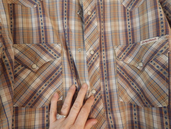 Lucky Plaid Western Shirt, Pearl Snap, Mens XL - image 10
