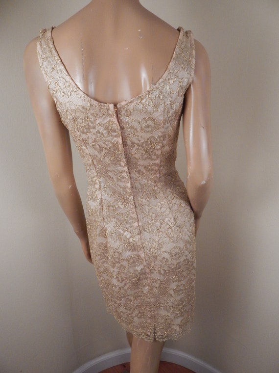 vintage gold dress. lace dress, 50s dress, gold l… - image 3