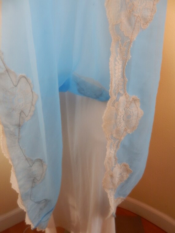 Vintage light blue nightgown, layered chiffon nig… - image 3