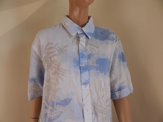 mens linen and cotton aloha shirt, hawaiian shirt - image 2