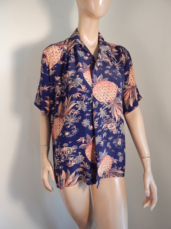Avanti mens silky aloha shirt, hawaiian, silk shir