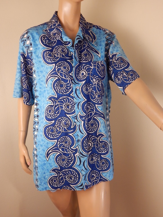 mens vintage barkcloth shirt, hawaiian shirt, vint