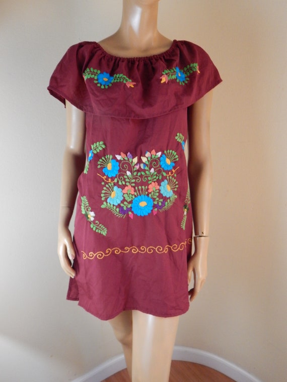 mexican dress, embroidered dress, handmade dress,