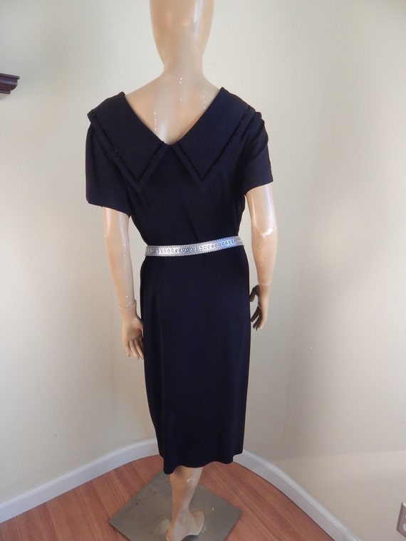 Vintage black dress, 1940s rayon dress, ww2 era, … - image 4