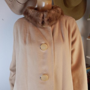 Cashmere Coat,  Mink Coat ,Huge Buttons and Charmeuse Lining