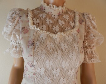 Vintage 70s Handmade Lace Gown, Boho Style