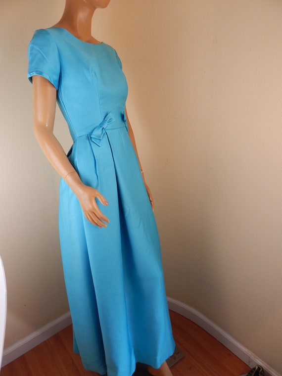 Vintage Emma Domb Gown, Blue prom gown with bows.… - image 4