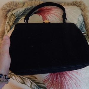 vintage black wool clutch big bow, mcm black clutch