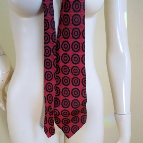 Vintage Red Mens Necktie, vintage menswear, polka dot tie