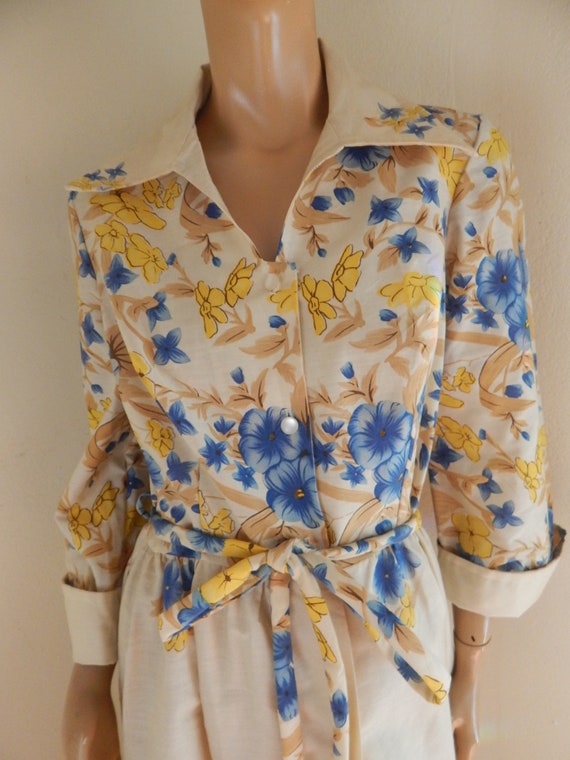 Vintage floral cotton house dress, sears new old stock, bust