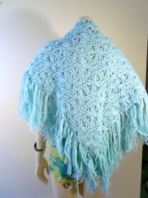 Vintage Poncho, Wrap, vintage Shawl,  Fringed - image 2