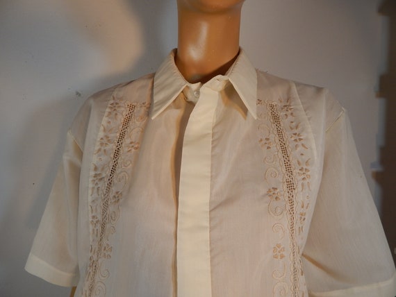 Vintage guayabera mens shirt, chest 50, xl guayab… - image 5