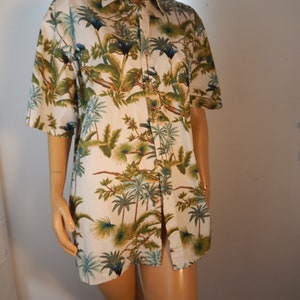 mens Cooke street, cotton aloha shirt, palm tree print, large, chest 51, free shipping
