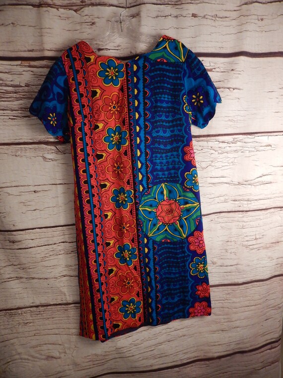 vintage barkcloth dress, muumuu, 70s dress