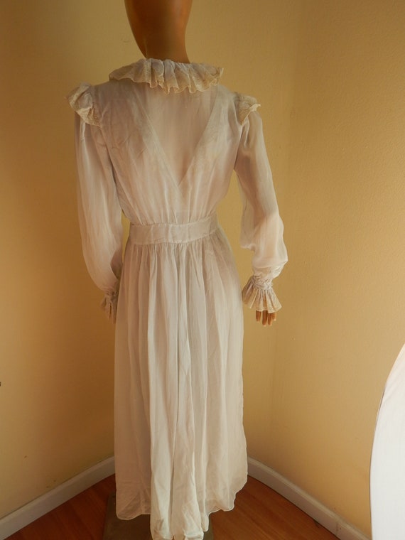 vintage 1940s nightgown and robe set, embroidered… - image 10