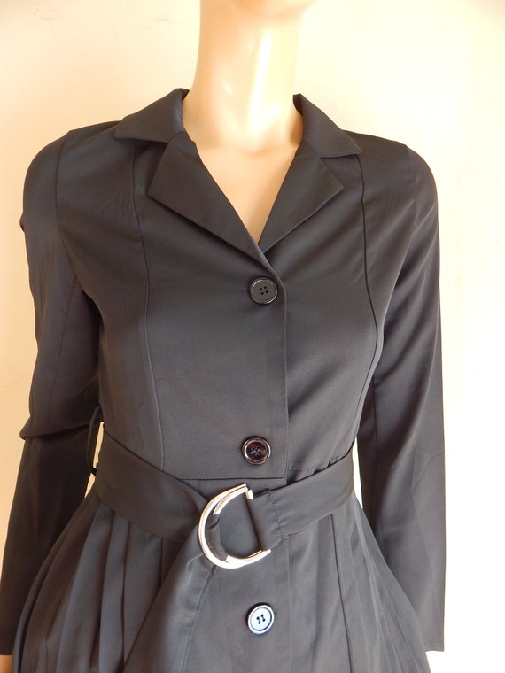 Black peplum jacket,  Medium. Rayon, includes belt - image 2