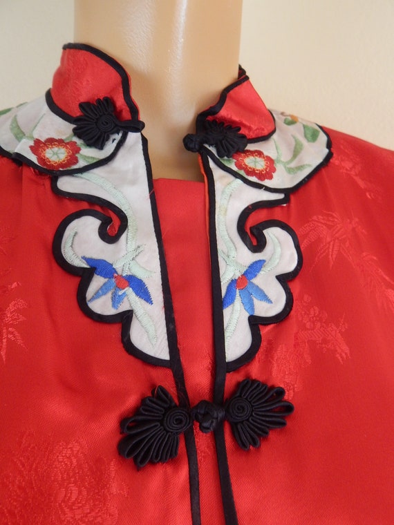 Silk chinese robe, embroidered, VINTAGE - image 3