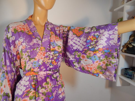 vintage japanese kimono, long asian robe, japanes… - image 6