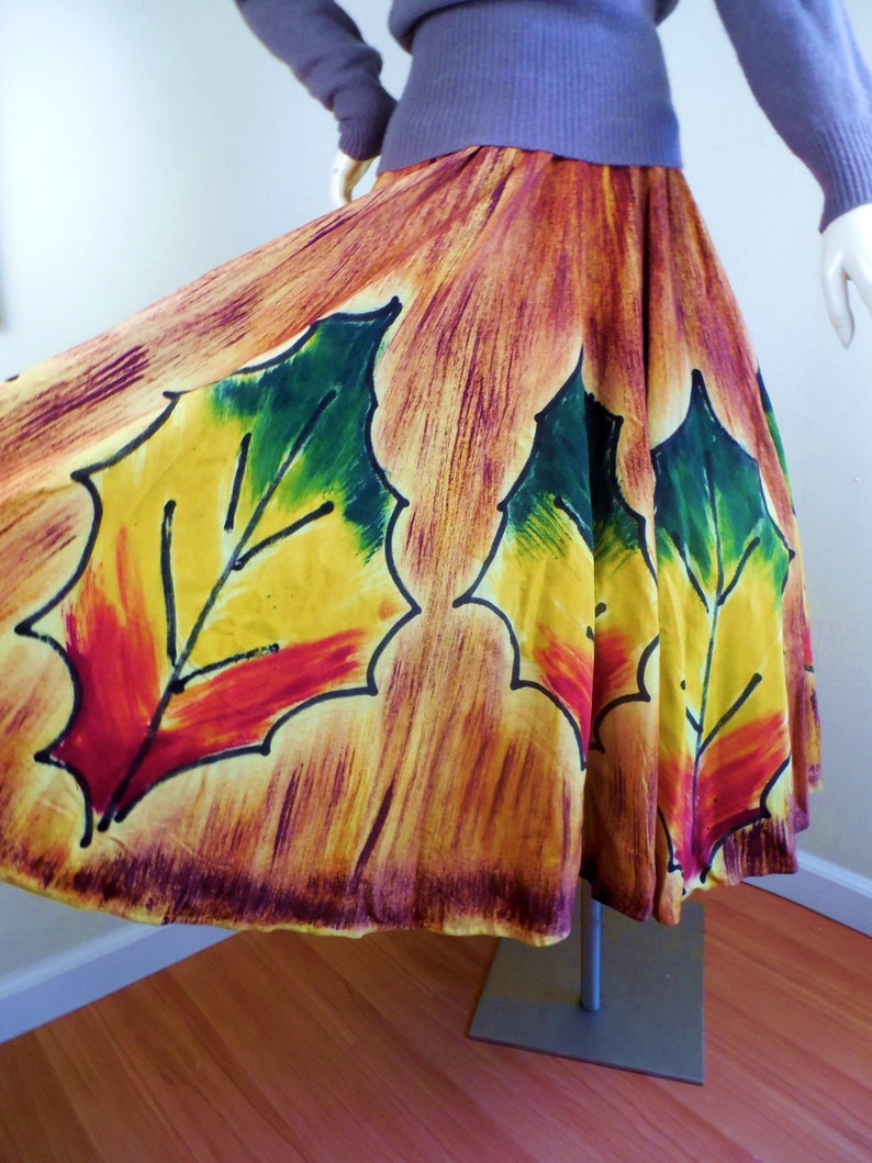 Vintage Mexican Wool Handpainted Skirt signed by artist Christmas circle skirt 50s womens circle skirt christmas