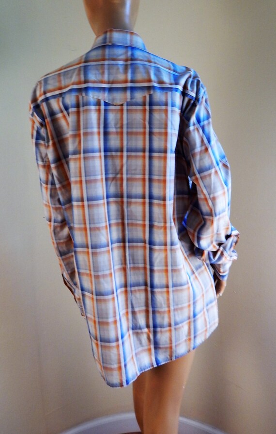 mens pearl snap shirt, plaid shirt, western shirt - image 4