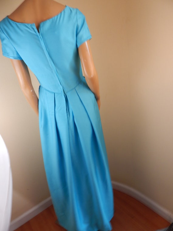 Vintage Emma Domb Gown, Blue prom gown with bows.… - image 9