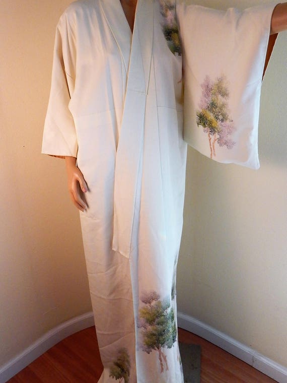 vintage japanese kimono, hand painted, 1970s, kim… - image 3