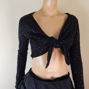 black sequin tie sweater, large  bust 39, totaly lined, silk and angora