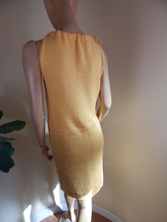 vintage knitted dress, handmade 70s yellow dress,… - image 4