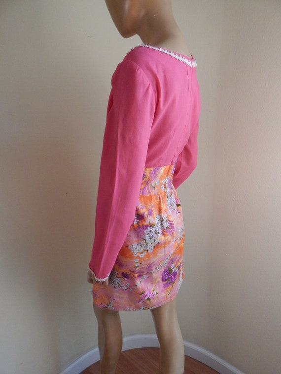 1960s gogo dress, Barkcloth, bust 42 - image 3