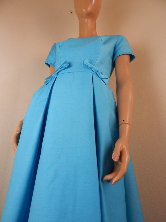 Vintage Emma Domb Gown, Blue prom gown with bows.… - image 7