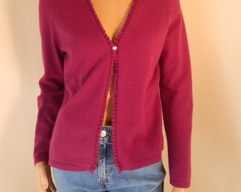 Ann Taylor Cashmere Sweater, Medium, Cardigan,l size medium, berry pink