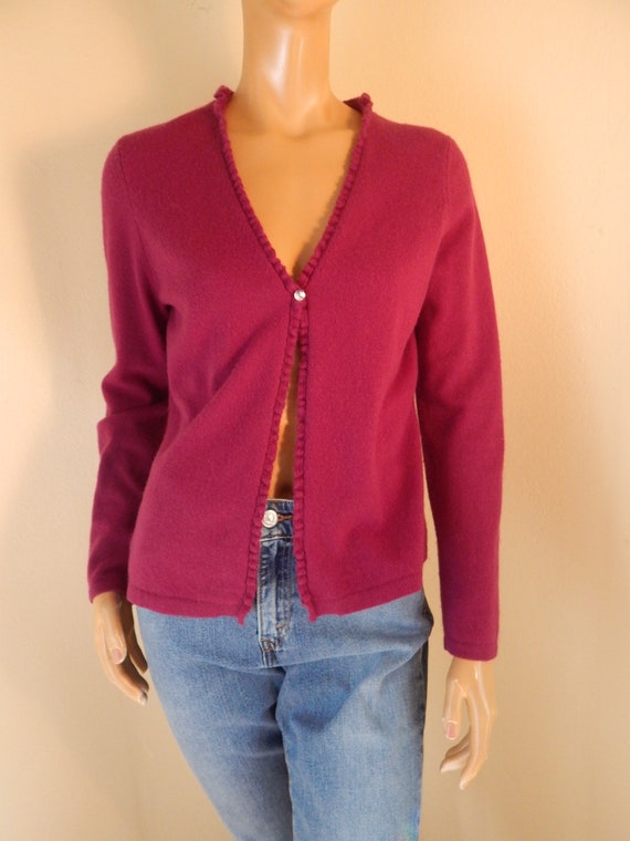 Ann Taylor Cashmere Sweater, Medium, Cardigan,l Size Medium, Berry Pink 