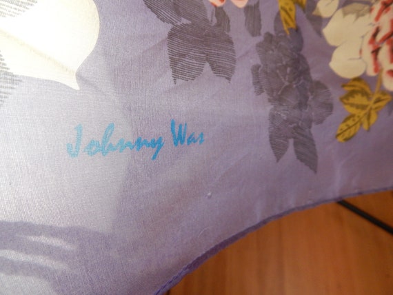 Johnny WAS Vintage silk Scarf, 42x42, tassles - image 2
