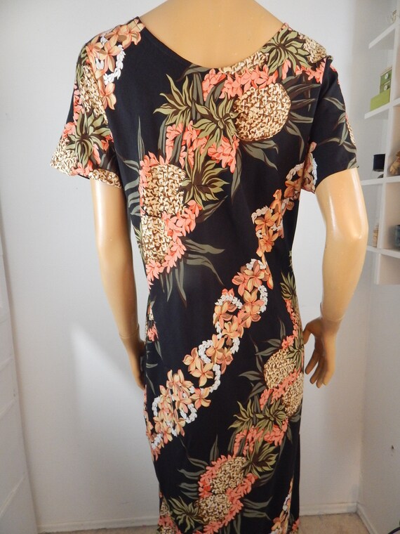 Hawaiian dress by Hilo Hattie, large, black, all … - image 5