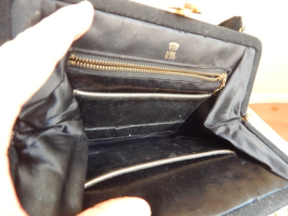 vintage black wool clutch big bow, mcm black clut… - image 4