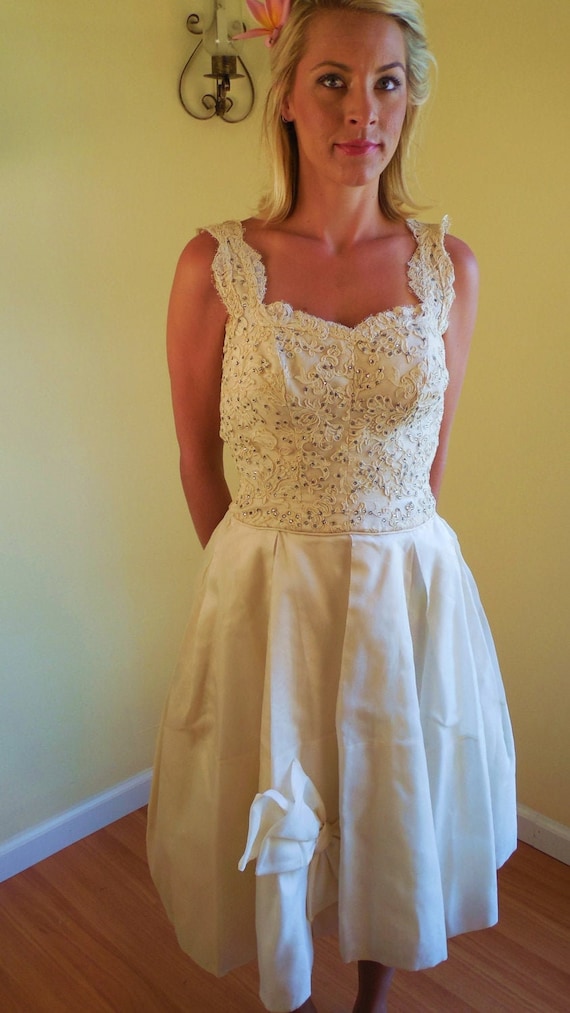 VINTAGE Bridal dress, Silk Chiffon ,and Rhinestone