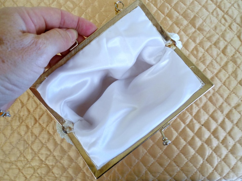 Vintage Bridal Clutch womens bugle Beads lined in satin Perf,wedding purse