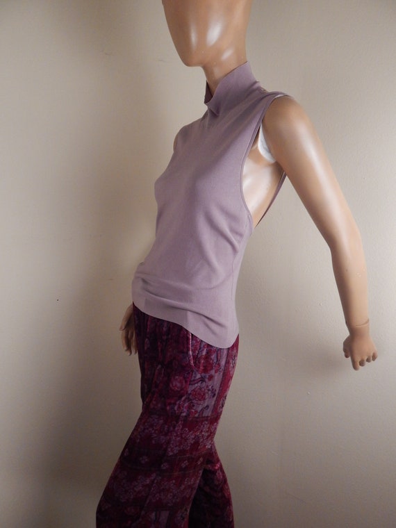 Tom ford Gucci silk top, lavender knit backless t… - image 7