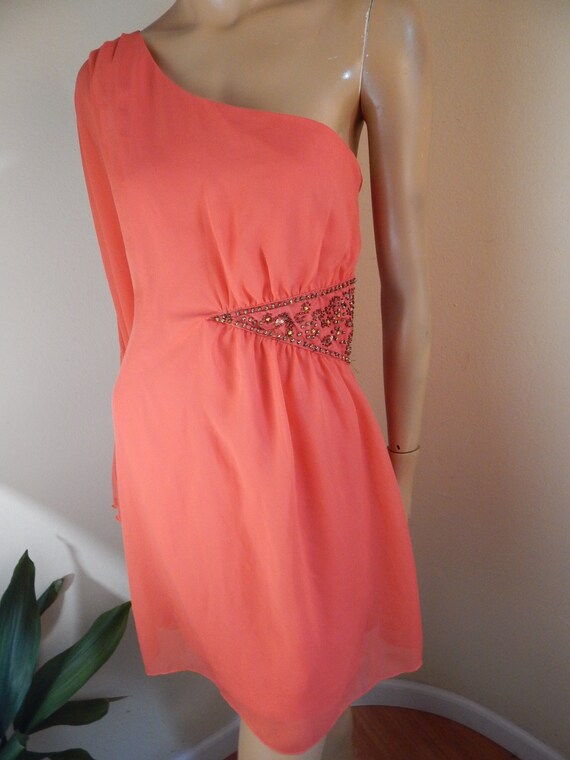Buy Free People Dress, Size 6, Beaded With Rhinstones, One Sleeve Chiffon  Dress Online in India
