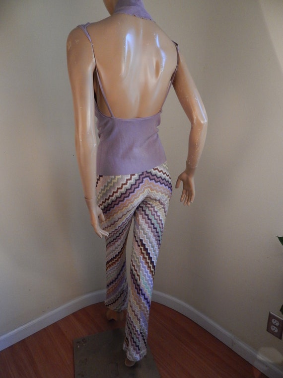 Tom ford Gucci silk top, lavender knit backless t… - image 2