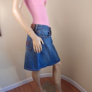 levi denim skirt, embroidered denim skirt, hippie skirt, size 8,