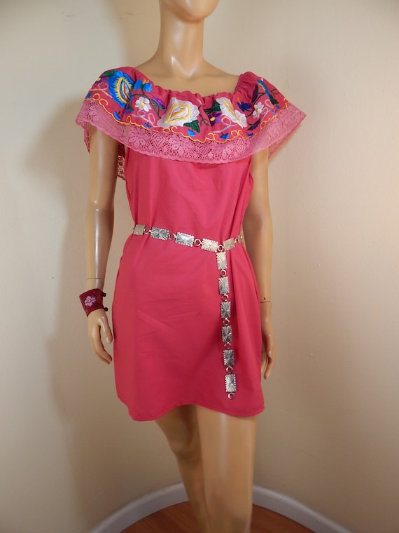 Mexican off shoulder dress, small, embroidered